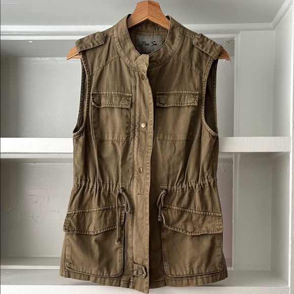 Per Se Olive Green Utility Vest - Picture 1 of 7